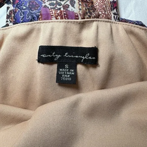 City Triangles Maxi Halter Dress Size‎ Small Patchwork Tribal Boho Lined - Picture 6 of 10